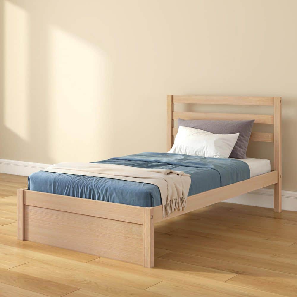 Bear Beige Wood Frame Twin Platform Bed with Slatted Headboard price history on PriceWatchPro