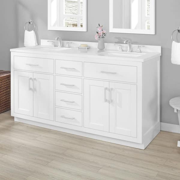 OVE Decors Bailey 60 in. W x 22 in. D x 34 in. H Bath Vanity in White with White Engineered Quartz Top