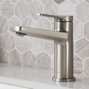 Single Hole Single-Handle Basin Bathroom Faucet with Pop-Up Drain in Spot Free Stainless Steel