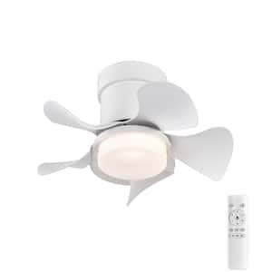 21 in. LED Modern Indoor Low Noise Matte White ABS Blades Remote Ceiling Fan with 3-Color Temperatures Light