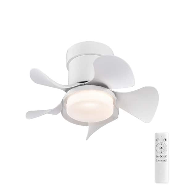 Nestfair 21 in. LED Modern Indoor Low Noise Matte White ABS Blades Remote Ceiling Fan with 3-Color Temperatures Light