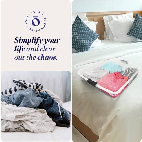 Underbed Storage HOMZ 2-Pack Bins 56 Quart Clear Plastic With