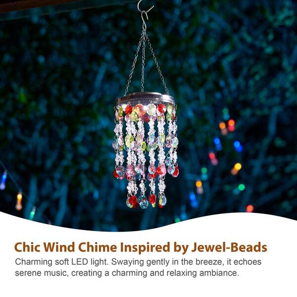 Glitzhome 2-Piece Solar Lighted Multicolored Acrylic Jewel