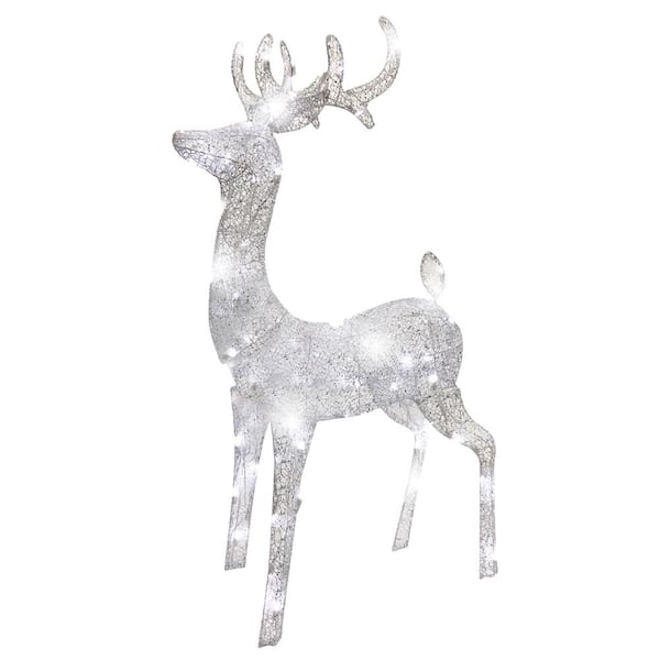 Brite Star 52 in. Silver Spun Glitter Elegant LED Morphing Buck Deer