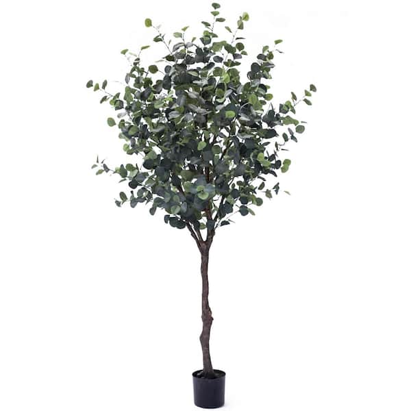 7 ft. Frosted Green Artificial Eucalyptus Tree in Pot