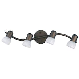 Jasper 27 in. 4-Light Oil Rubbed Bronze Track Lighting Fixture with Alabaster Glass Shades