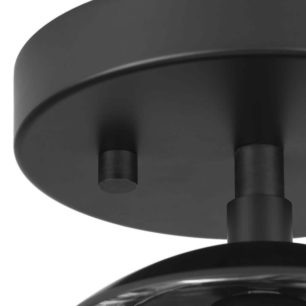 Matte Black Glass Globe Semi-Flush Mount Light