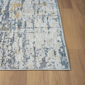 Modern Blue/Taupe 7 ft. 9 in. x 9 ft. 9 in. LR82466 Contemporary Abstract Indoor Area Rug