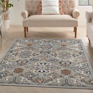 Allur Grey 4 ft. x 6 ft. Abstract Medallion Transitional Area Rug