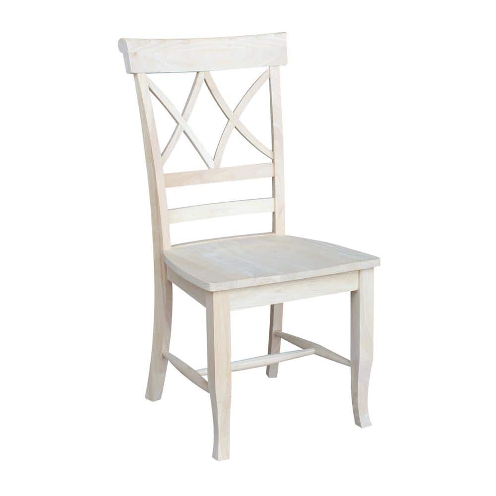 Set of Two White Wood Lattice Dining Chairs