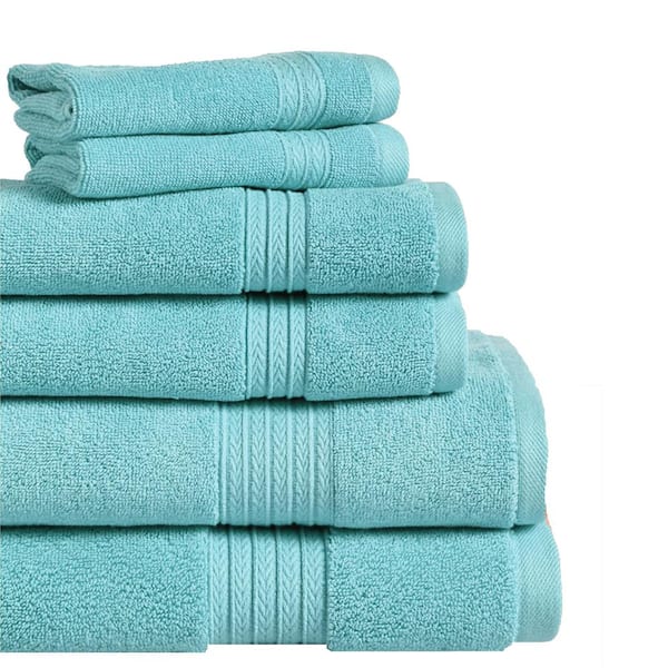 Espalma Summit 6-Piece Aqua Solid Cotton Bath Towel Set