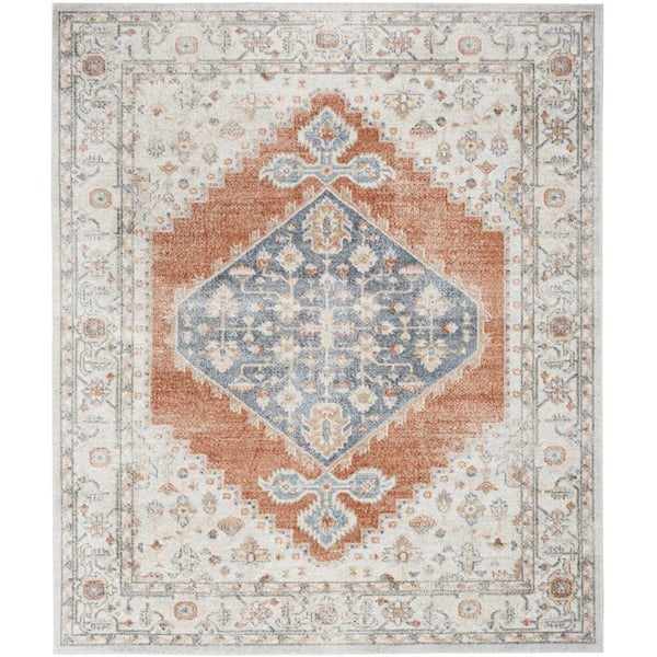 Nourison Astra Machine Washable Grey Multicolor 8 ft. x 10 ft. Distressed Traditional Area Rug