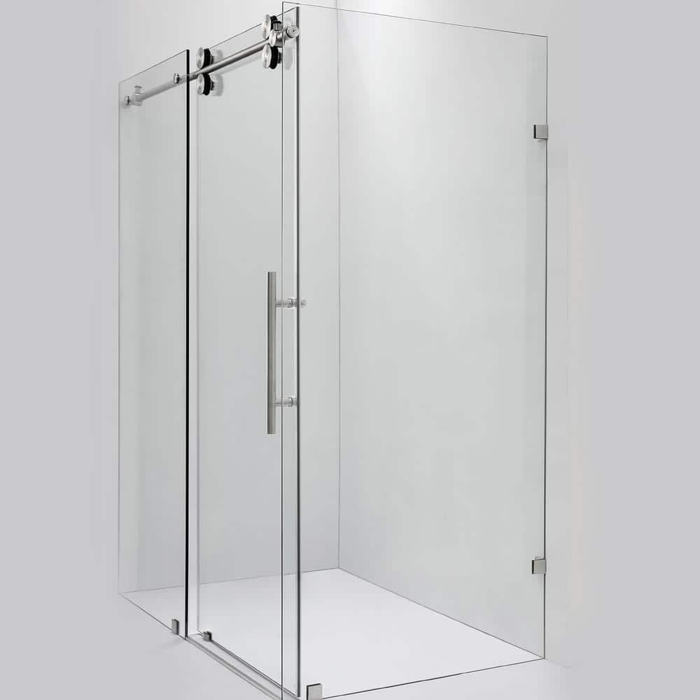 Spezia 60 in. W x 78 in. H Rectangular Single Sliding Frameless Corner Shower Enclosure in Brushed Nickel price history on PriceWatchPro
