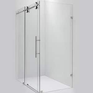 Spezia 60 in. W x 78 in. H Rectangular Single Sliding Frameless Corner Shower Enclosure in Brushed Nickel