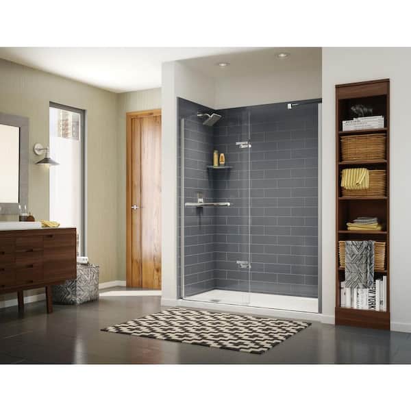 MAAX Utile Metro 32 in. x 60 in. x 83.5 in. Alcove Shower Stall in Thunder Grey with Left Drain Base in White
