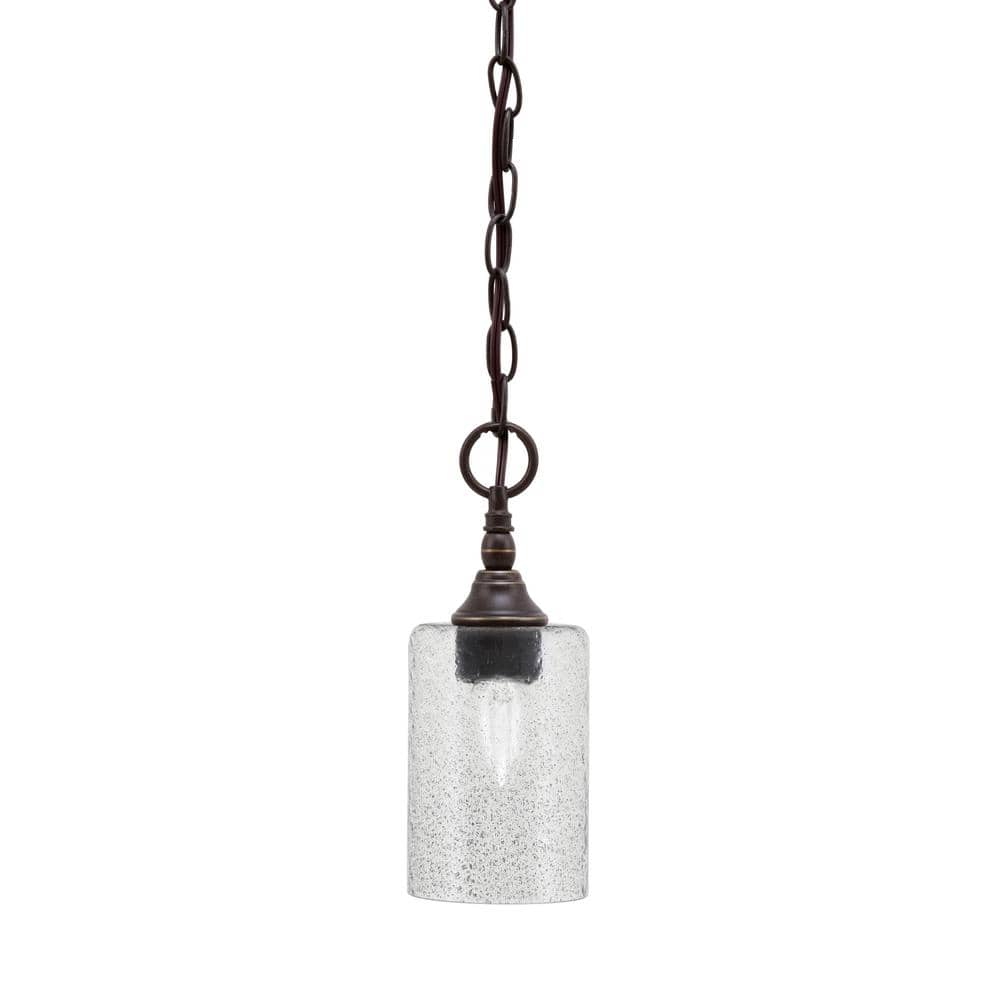 Elva 100-Watt 1_light Dark Granite Shaded Pendant Light with 4 in. Smoke Bu
