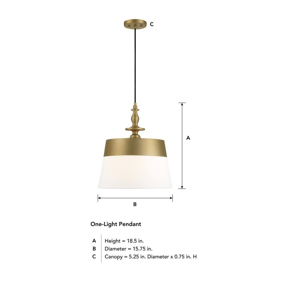 Ava Brushed Gold Drum Pendant Light with White Shade