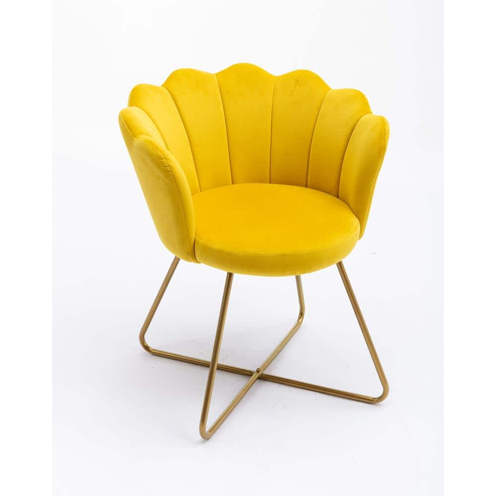 Clihome Yellow 1-Position Velvet Upholstery Dining Chairs Bar Stools ...