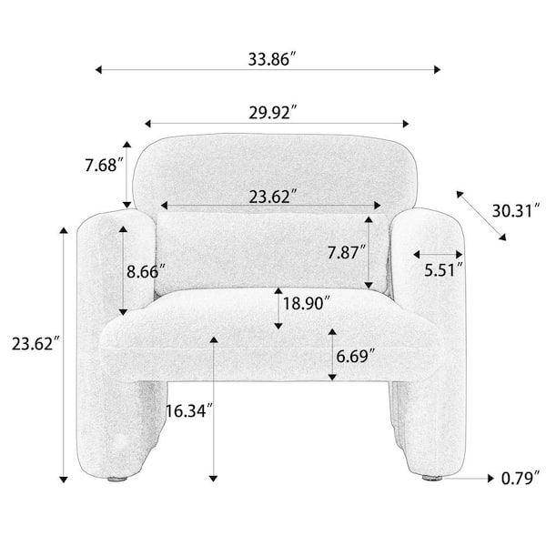 Gray Accent Arm Chair Lamb Fleece Fabric Sofa Modern Single Sofa with  Support Pillow Tool-Free Assembly XS-W1765106567 - The Home Depot