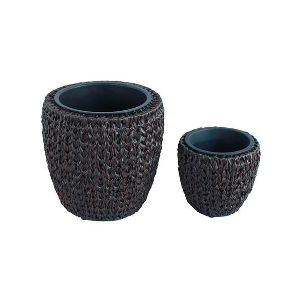 Eden Grace Round AllWeather Wicker Planter Outdoors Patio Herb Garden