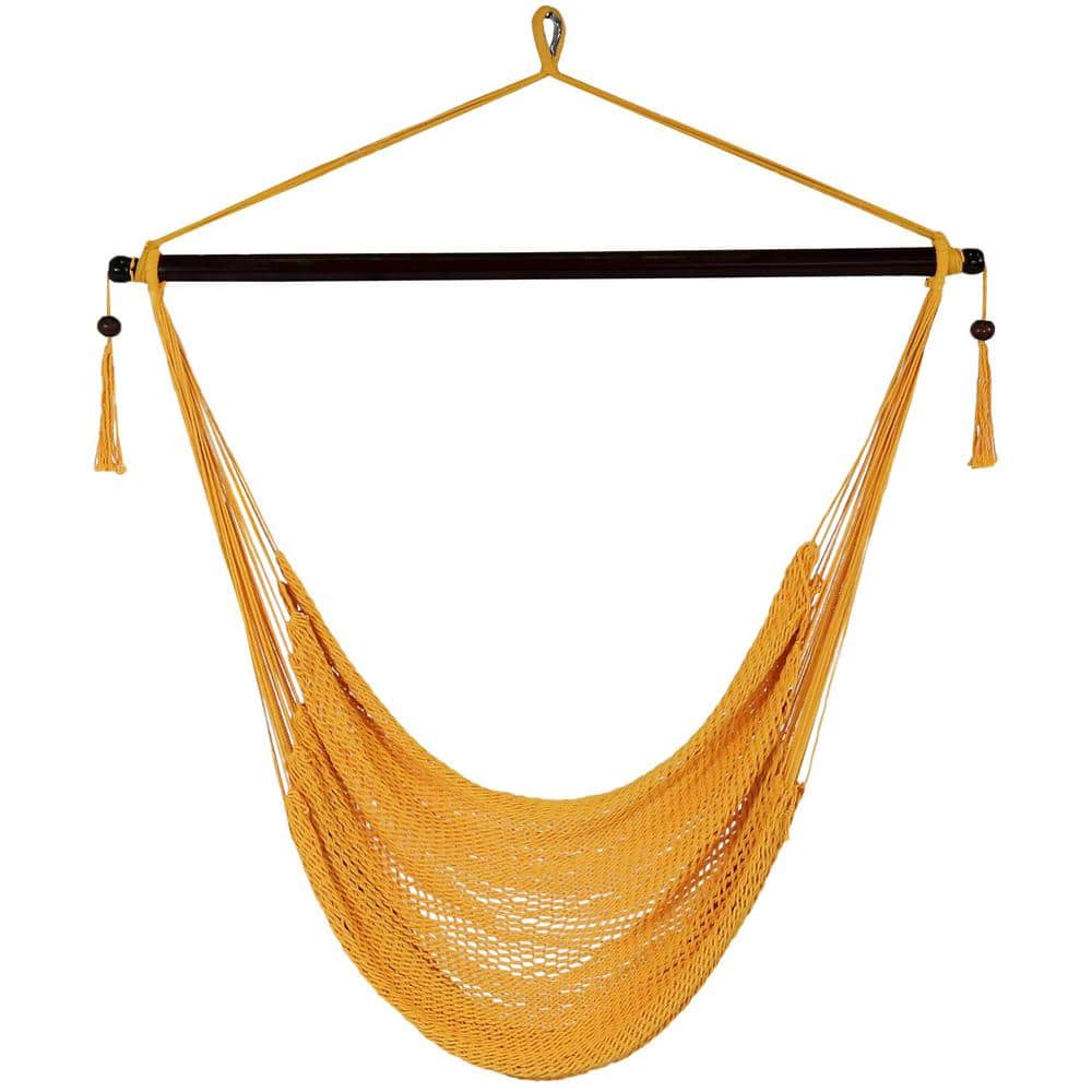 Sunnydaze Decor 3 ft. Hanging Caribbean XL Hammock Chair in Gold WIM