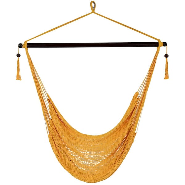 Sunnydaze 3 ft. Hanging Caribbean XL Hammock Chair in Gold