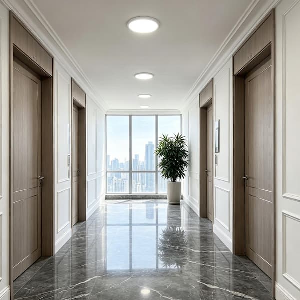 11.8 in. 150-Watt Equivalent Modern Matte White Damp Rated LED Flush Mount Ceiling Light with 5CCT Selectable