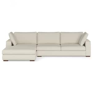 Charlie 122 in. Straight Arm Tightly Woven Performance Fabric L-Shaped Left-Facing Sectional Sofa in. Cream
