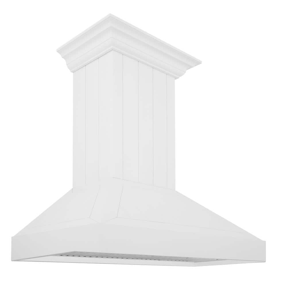 36 in. 400 CFM Convertible Wooden Wall Mount Range Hood in Shiplap Bright White