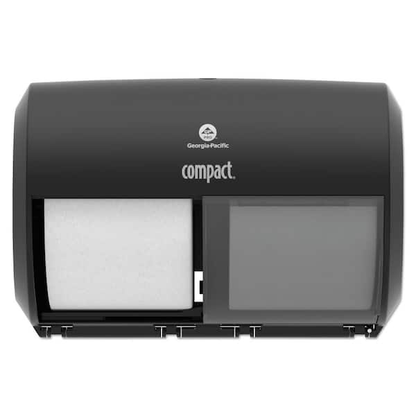 Unbranded 11.5 in. x 7.625 in. x 8 in. Black Compact Coreless Side-by-Side 2-Roll Toilet Paper Dispenser