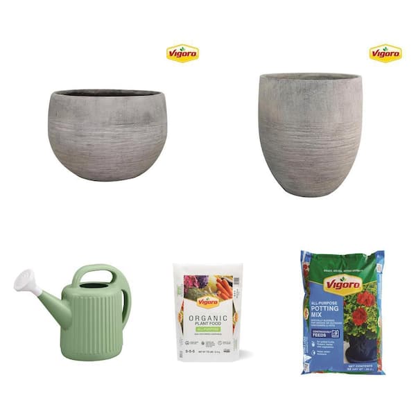 16 in. Planter, 17 in. Planter, 2 Gal. Can, 12 lb. Food, 32 qt. Mix