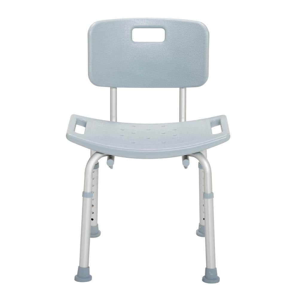 Gray Adjustable Aluminum Safety Shower Chair with Back