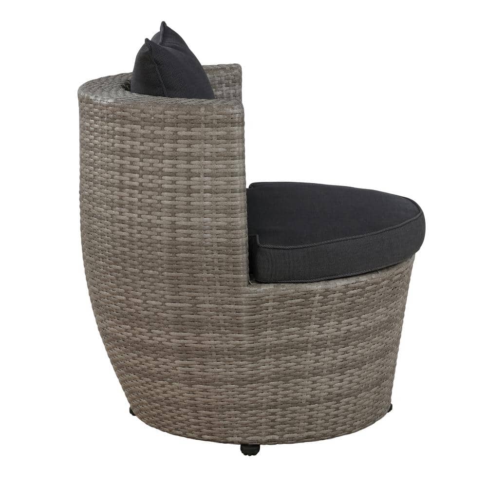Gray All-Weather Wicker Outdoor Bistro Set with Cushions