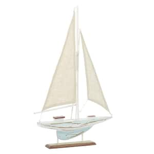 2 in. x 22 in. Brown Wood Sail Boat Sculpture