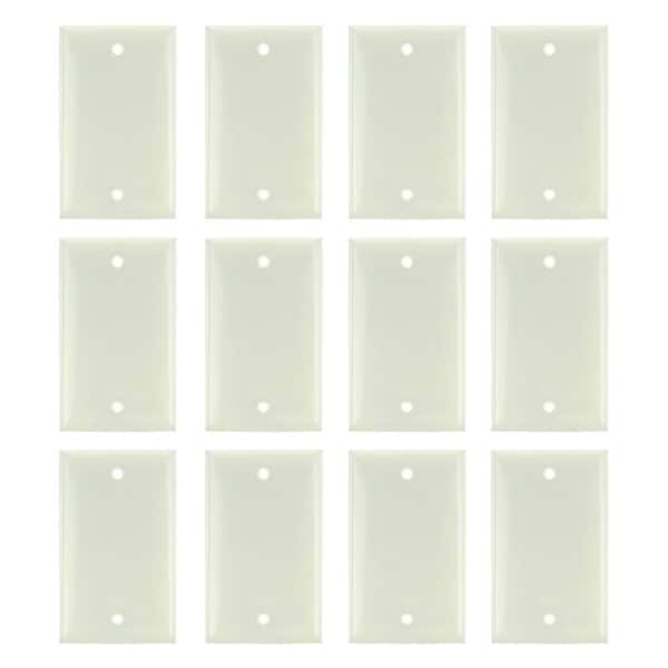 Ivory 1-Gang Screw in Blank Wall Plate (12-Pack)