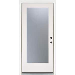 36 in. x 80 in. Smooth White Left-Hand Inswing Full-Lite Frosted Finished Fiberglass Prehung Front Door