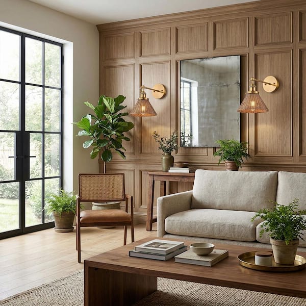 matrix decor 6.88 in. 1-Light Boho Antique Gold Wall Sconce Light