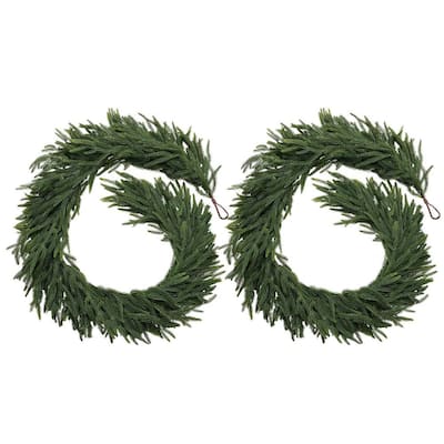 6 ft. Artificial Norfolk Pine Christmas Garland Faux Cedar Garland for Home Mantel Staircase Holiday Decor(set of 2)
