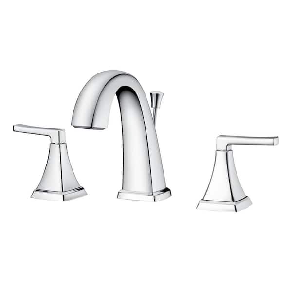 Ultra Faucets Lotto 8 in. Widespread 2-Handle Bathroom Lavatory Faucet with Drain Assembly, Rust Resist in Polished Chrome
