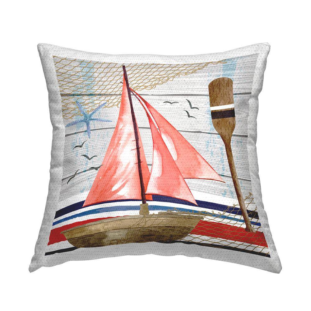 Nautical Sailboat Oars Pattern Multi-Color Square Outdoor Throw Pillow price history on PriceWatchPro