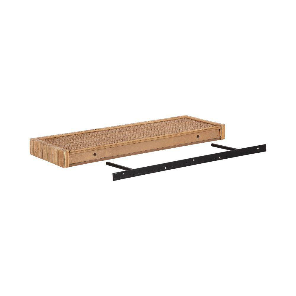 Natural Rattan Floating Shelves Set for Coastal Decor