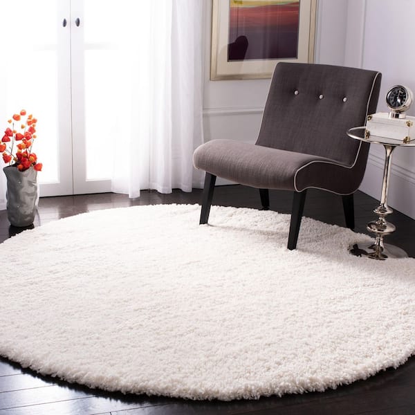 Fontana 8 ft. x 8 ft. Ivory Solid Color Round Rug