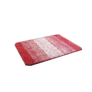 30 in. x 20 in. Red Stripe Microfiber Rectangular Shaggy Bath Rugs