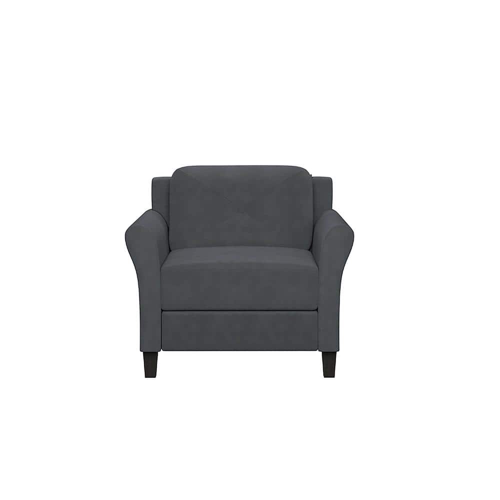Harvard Dark Gray Microfiber Accent Chair with Wood Frame