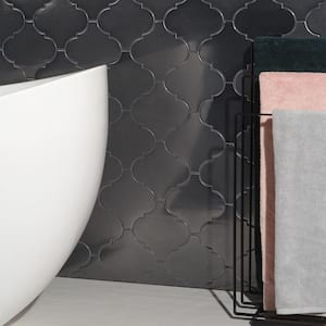 Ardor Arabesque Black 4.7 in. x 8 in. Metallic Porcelain Wall Tile (6.34 sq. ft./Case)
