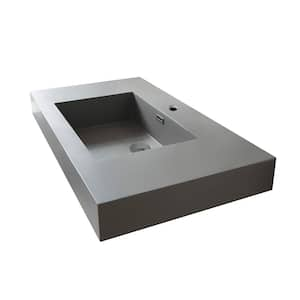 Ablitas 35.8 in. Composite Stone Single Console Bathroom Sink in Gray