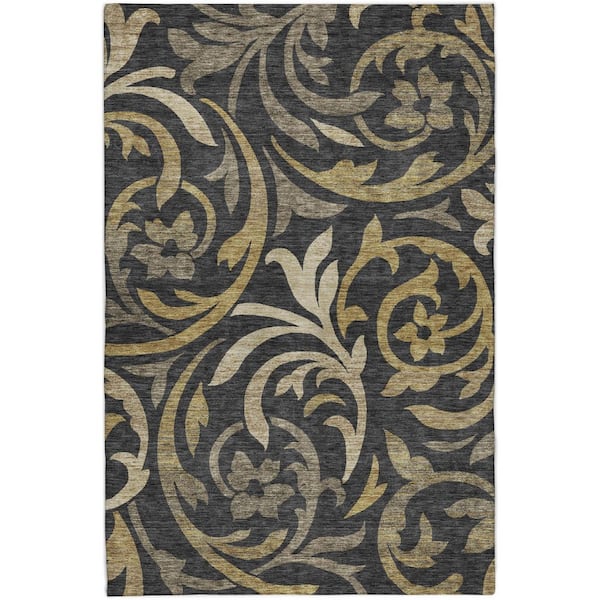 Dream Shag Premium Machine Washable Abstract ADS764 Black 5 ft. x 7 ft. 6 in. Area Rug