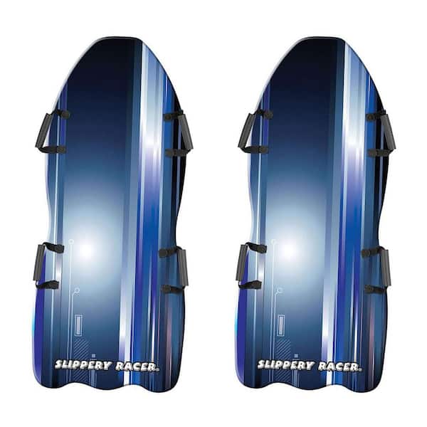 Slippery Racer 49 in. Downhill Falcon Kids Foam Toboggan Snow Sled, Midnight (2-Pack)