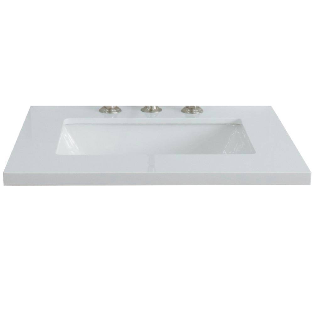 25 in. White Quartz Vanity Top with Ceramic Sink