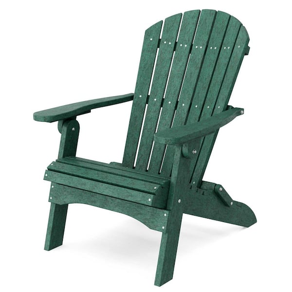 Wildridge Heritage Turf Green Plastic Outdoor Folding Adirondack Chair